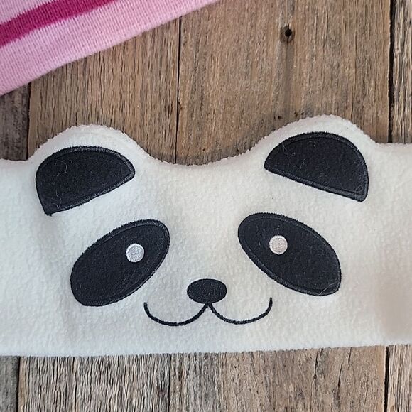 Girls kitten winter beanie with extra panda earwarmer - Picture 3 of 8